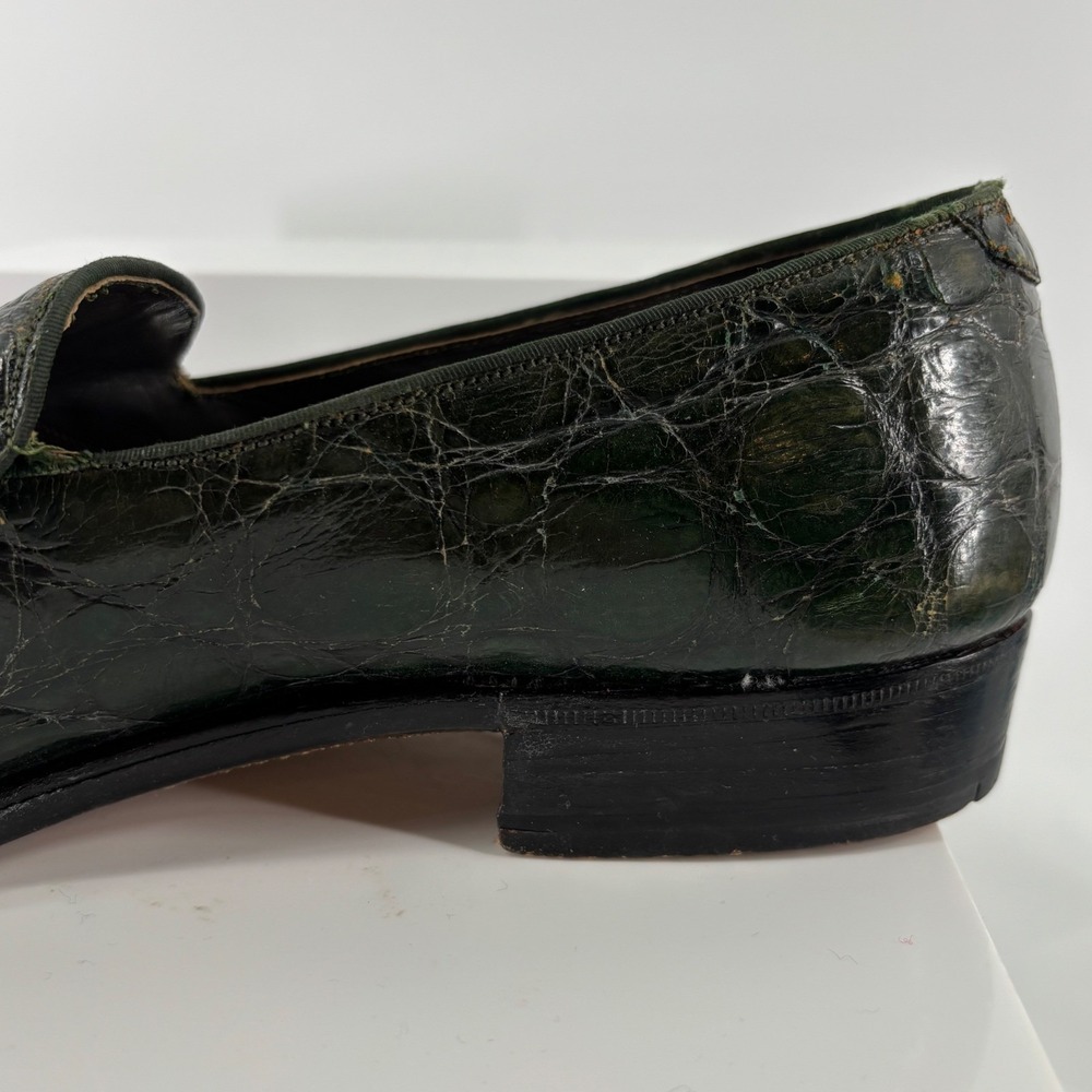 Vintage FootJoy Genuine Alligator Crocodile Loafer Green Exotic Leather Men 10.5 - Picture 9 of 16